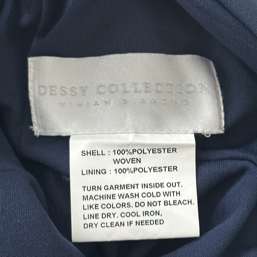 Dessy Collection Halter Neck Open Back Gown Dress Midnight Blue Size 18 NWT - Picture 8 of 10